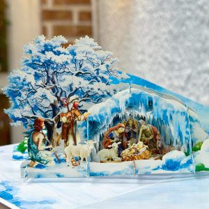 Thiệp Giáng Sinh Hang Đá Tuyết – Thiệp 3D Snow Nativity ý nghĩa, độc đáo – Quà Tặng Giáng Sinh – 20x15cm  – ONTHEPAPER