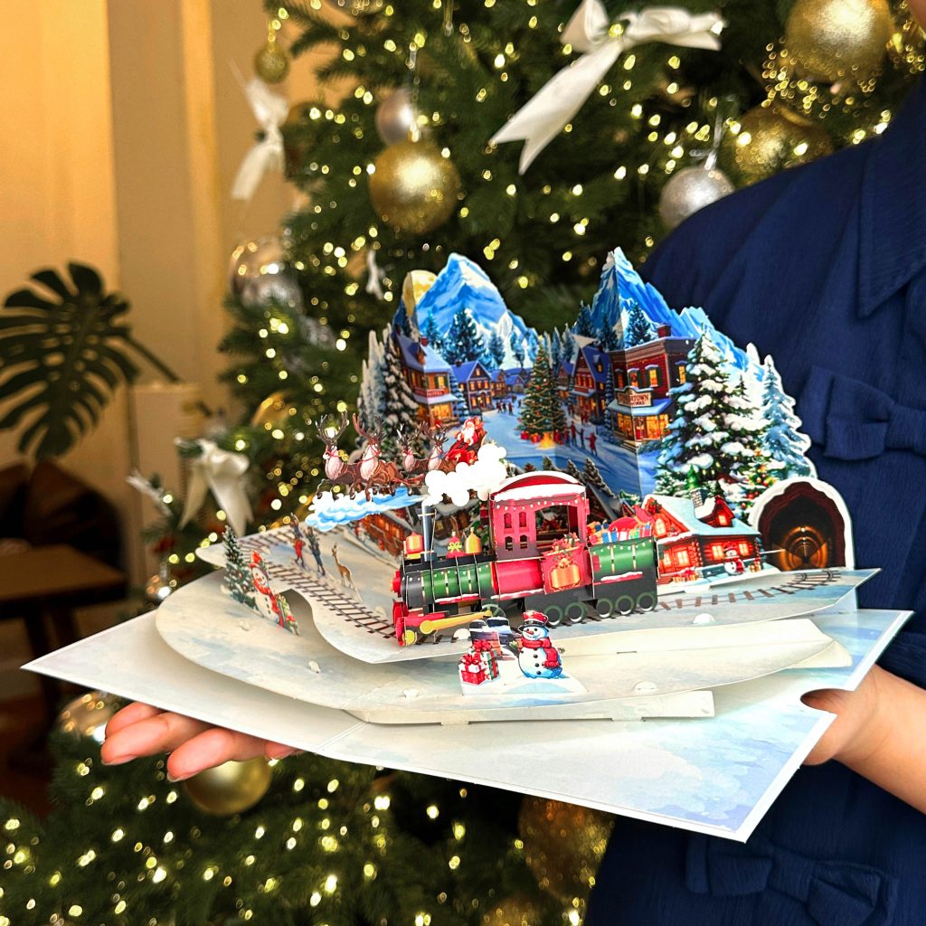 christmas train pop up card