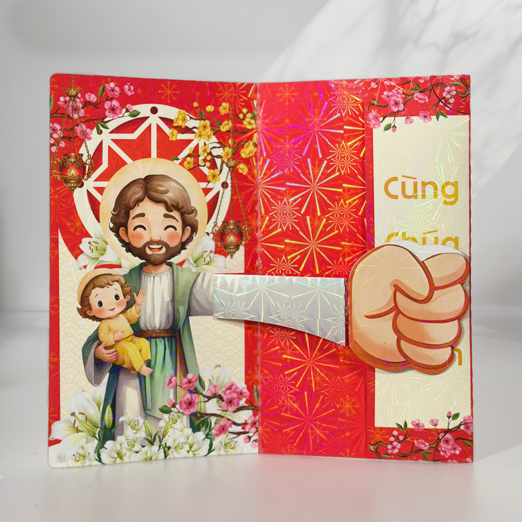 Chúa Giêsu nổi bật trong mỗi chiếc bao lì xì