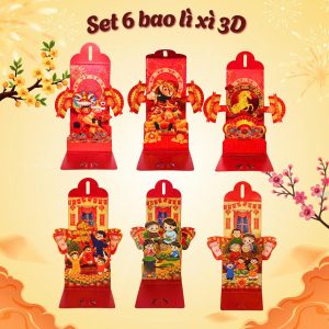 [SET 6 CÁI] BAO LÌ XÌ 3D POPUP TẾT TRUYỀN THỐNG 2026 – MS001